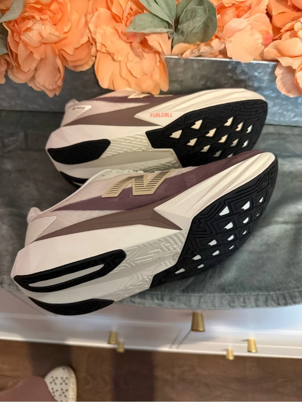 New Balance Women's Cream and Mauve FuelCell Rebel v5